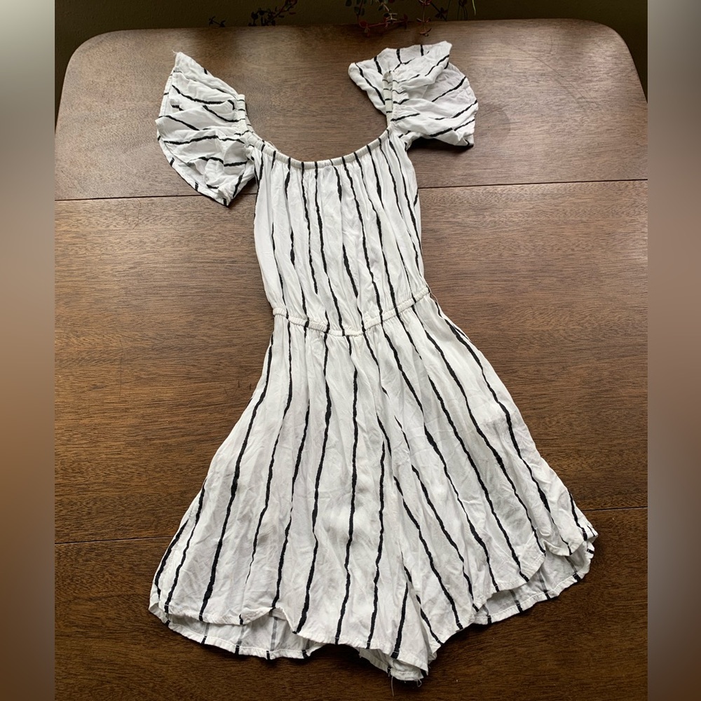 H&M Striped White and Black Off-the-Shoulder romper